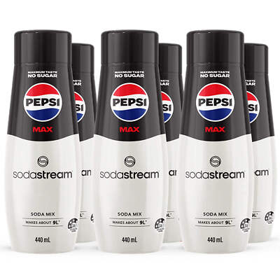 NEW 6x SodaStream Pepsi Max Syrup Mix No Sugar 440mL Sparkling Soft Drink BULK