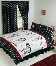 Betty Boop Superstar Black White Polka Dot Reversible SINGLE Duvet Cover Bedding