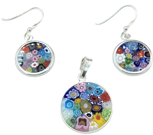 Set Murrina In Vetro Di Murano – Ciondolo 23mm E Orecchini 15mm, Colore Verde, Made In Italy, Vinciprova Le Gemme Di Venezia - 4