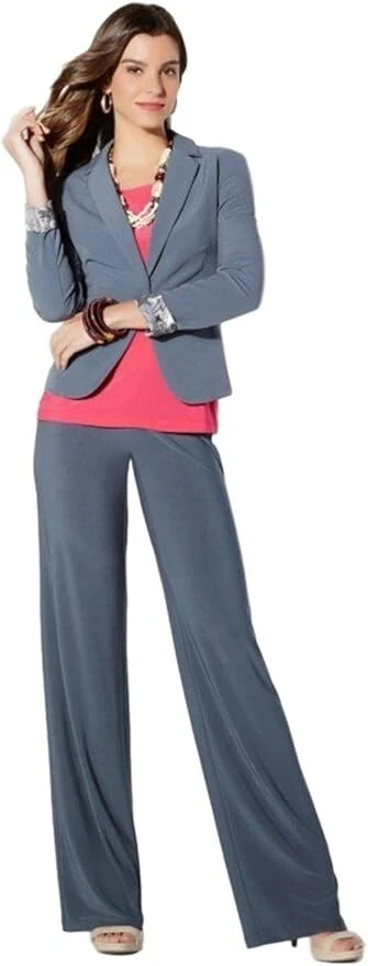 IMAN Global Chic Women's Luxury Resort 2-pack Palazzo Pants Charcoal Purple XS - Image 4 of 4