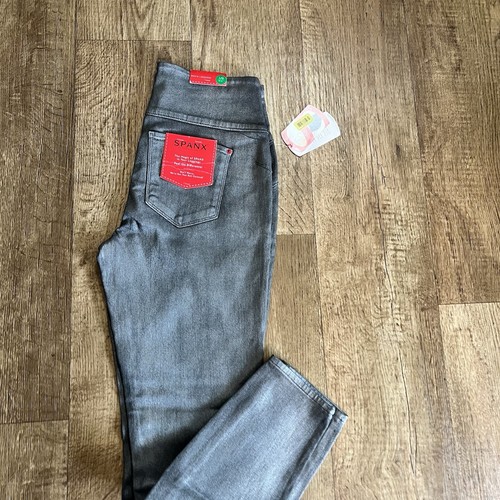 NWT Spanx Solace Pewter Wax Denim Leggings SZ- Large Metallic Gray Stretch City - Picture 5 of 21