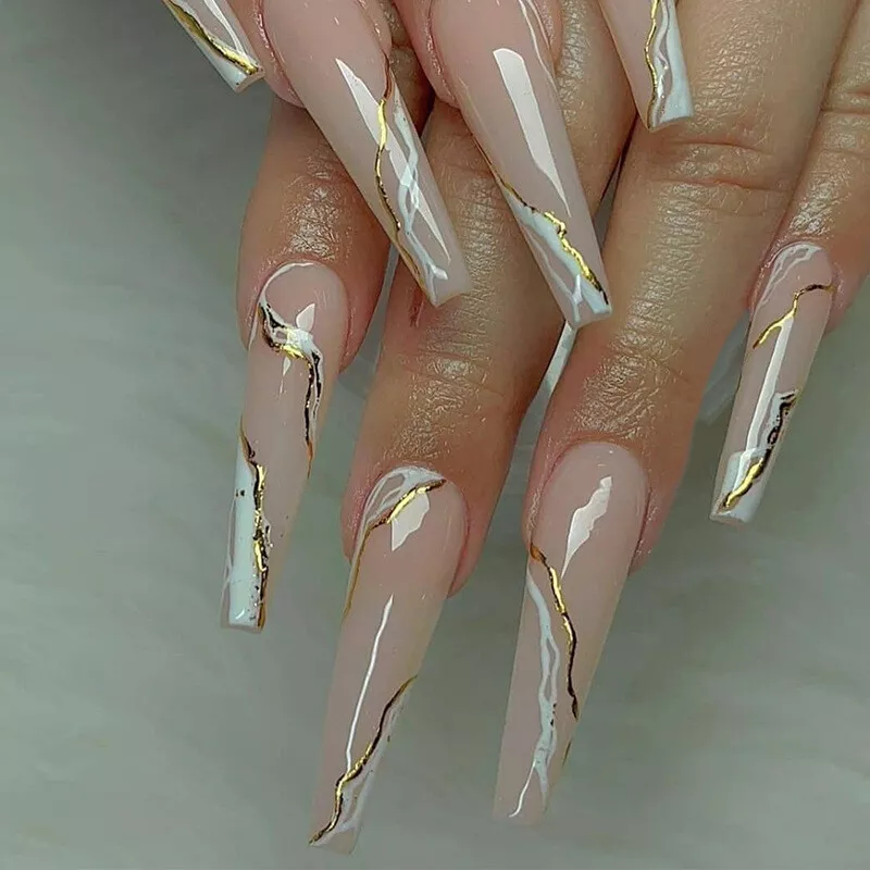 Blush pink and rose gold marble nails. Nail art trends gel marble, gel rose  nails - YouTube