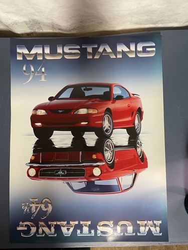 Rare NOS 1994 and 1964 1/2 FORD MUSTANG 18" x 24" Dealership Reflection Poster - Picture 2 of 6