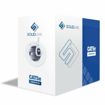 SolidLink CAT5e 1000ft UTP Ethernet Cable 24AWG 1000 Feet LAN Network Wire White