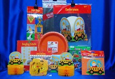 Construction Party Set  12 Napkins Centerpieces Invites Loot Bags Dangling Deco