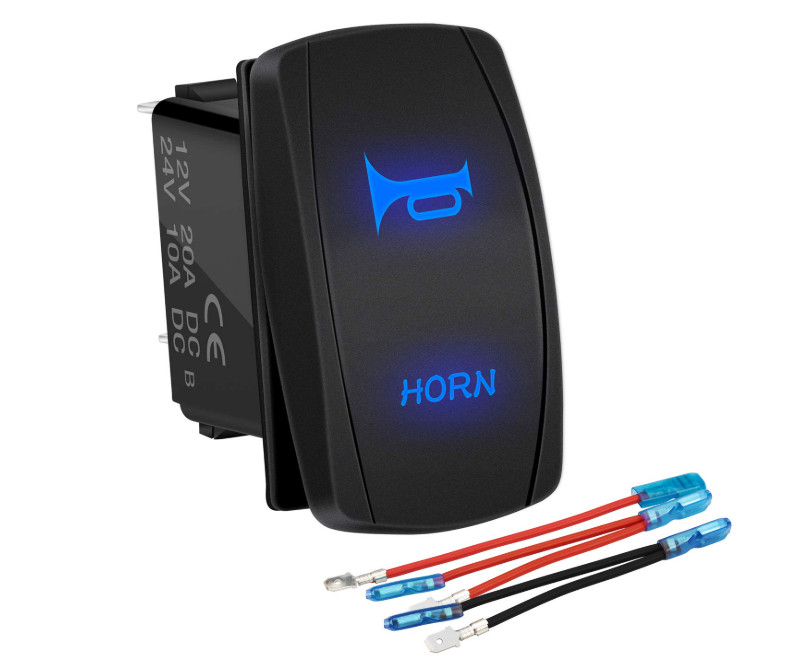 DaierTek 12V Waterproof Horn Rocker Switch, Blue LED for ATV, UTV, Boat, Marine