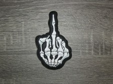 Skeleton Middle Finger Embroidered Iron On Patch 3" x 5"