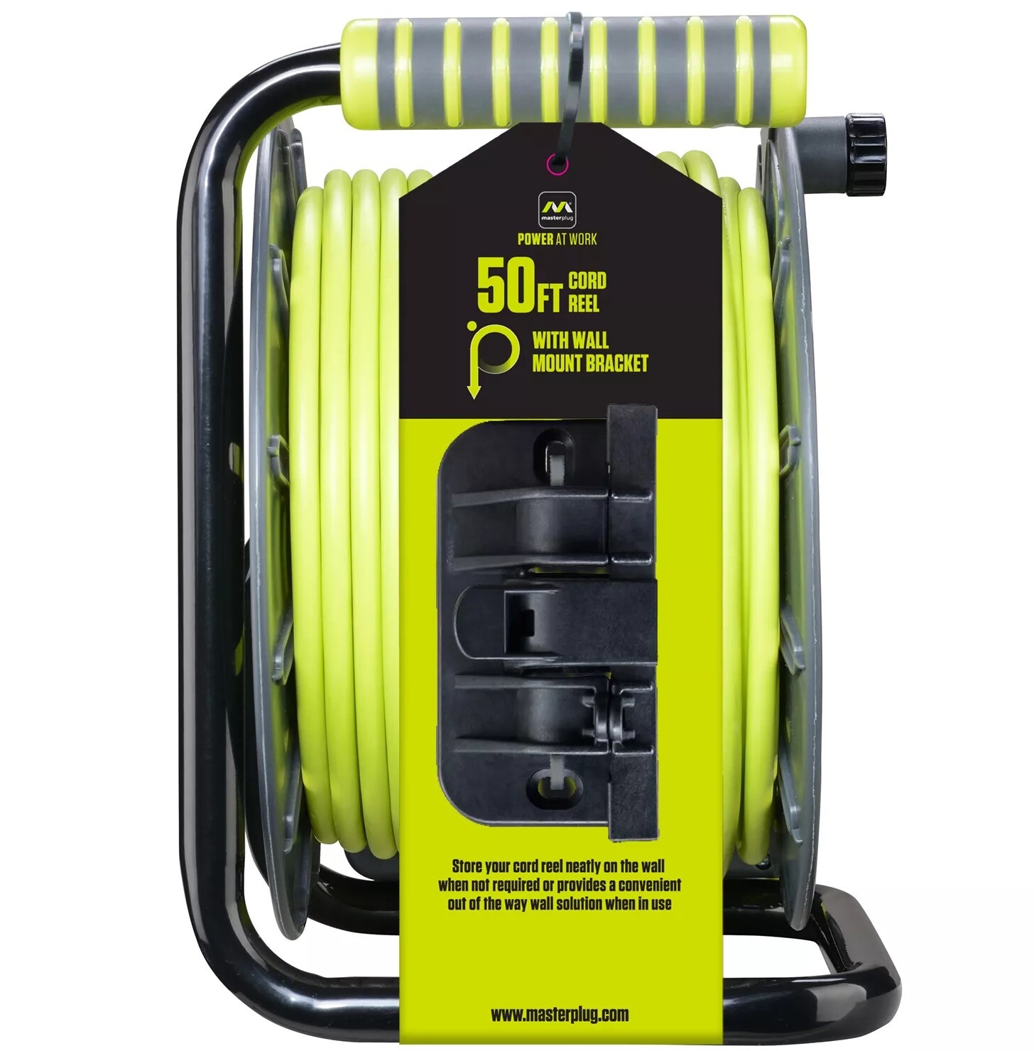 Masterplug Extension Cord Reel (50 ft.) with Wall Mount