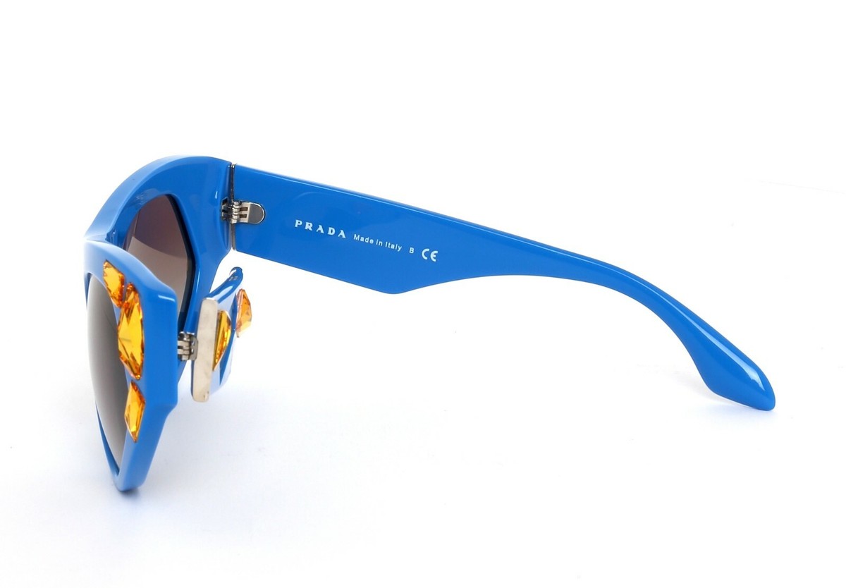 おすすめ☆大人気【PRADA】 S - OOO VARIANTE ブルー Prada Blue SPR 21Q Crystal Embellished Cat Eye Sunglasses