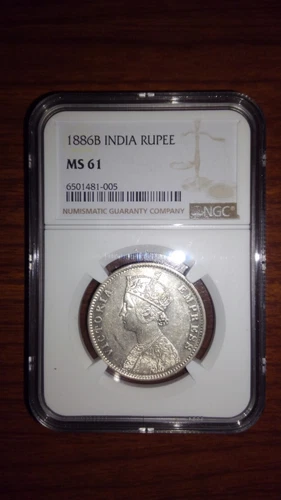 1886(B) India Silver Rupee NGC MS61