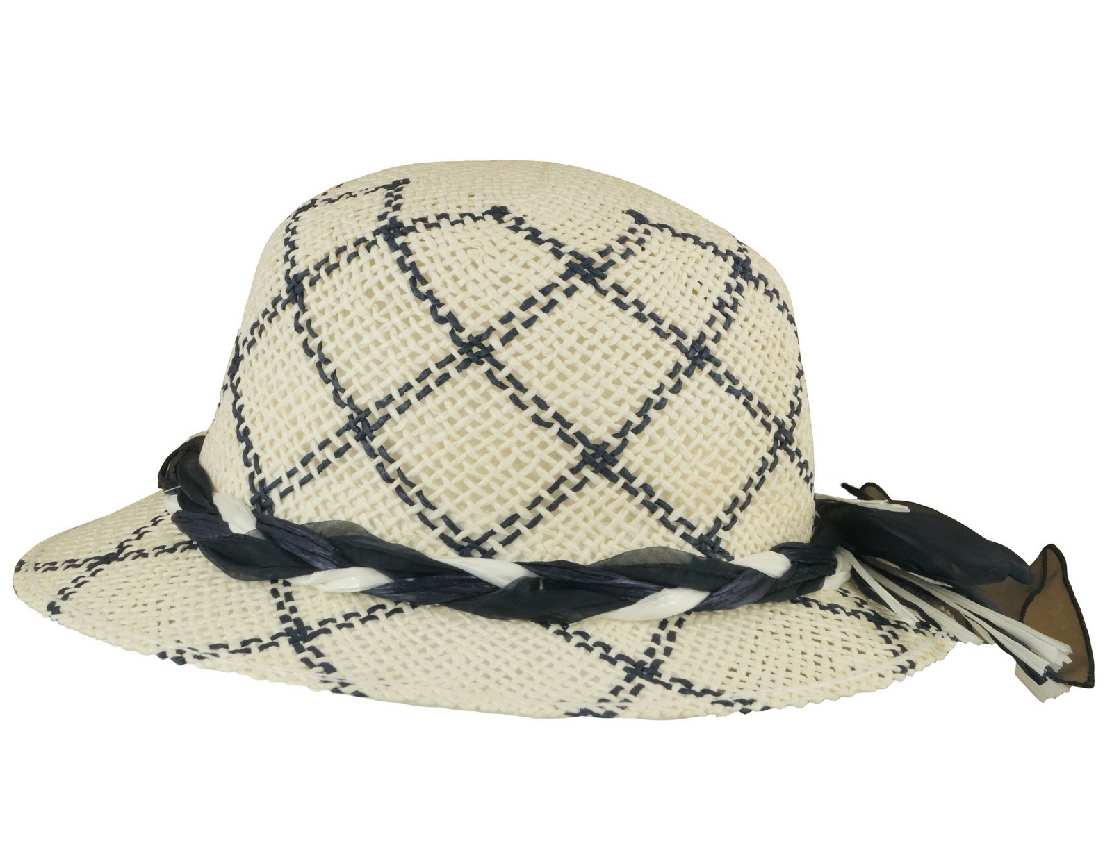 Wegener Campana de Paja Blanco a Rayas Sombrero Mujer Gorro Verano Jardín