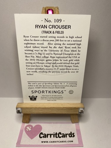 RYAN CROUSER 2022 Sportkings Vol 3 #109 Texas/Team USA Pista e campo - Foto 4 di 6