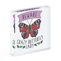 Beware VerrüCkte Schmetterling Damen Acryl Foto Block Rahmen Tiere Lustig