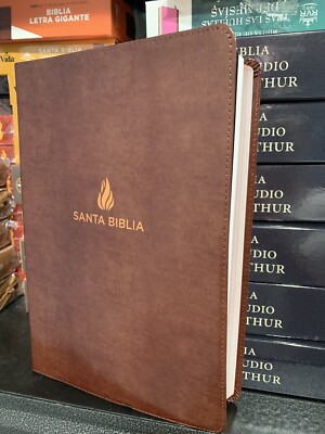 Biblia reina valera  1960 Letra Súper Gigante Marrón, Piel Fabricada 16 puntos