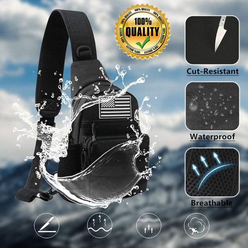 Men's Nylon Shoulder Bag Chest Pack Military Tactical Sling Waterproof Backpack - Picture 2 of 15