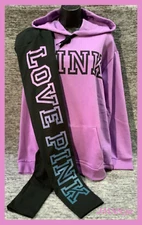 Victoria's Secret Pink Campus Hoodie + Leggings Set Amethyst Orchid Ombre L NWT