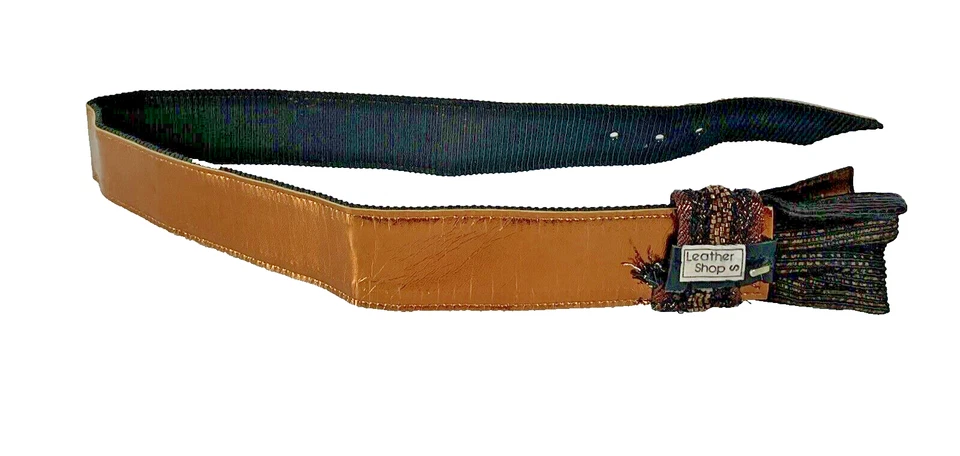 CINTURÓN DE CINTURA DE COLECCIÓN LEATHER SHOP Cobre Plisado Metálico Cuentas CINTURÓN S Foto 2 de 4