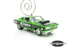 1968 '68 Plymouth Barracuda Green Gasket Car Christmas Tree Ornament Diecast