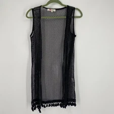Women’s Open Front Mesh Black Duster Vest size S
