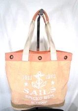Sun n' Sand Large Pink Canvas Top Zip Shoulder Tote Beach Bag
