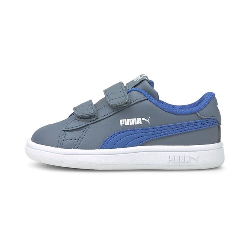Puma Smash v2 L V Inf Low Top Unisex Children Running Shoes Trainers Grey Blue - Picture 3 of 7