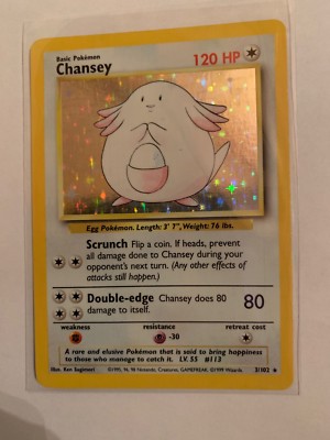 Base Set Chansey 3/102 Rare Holo Pokemon Card NM