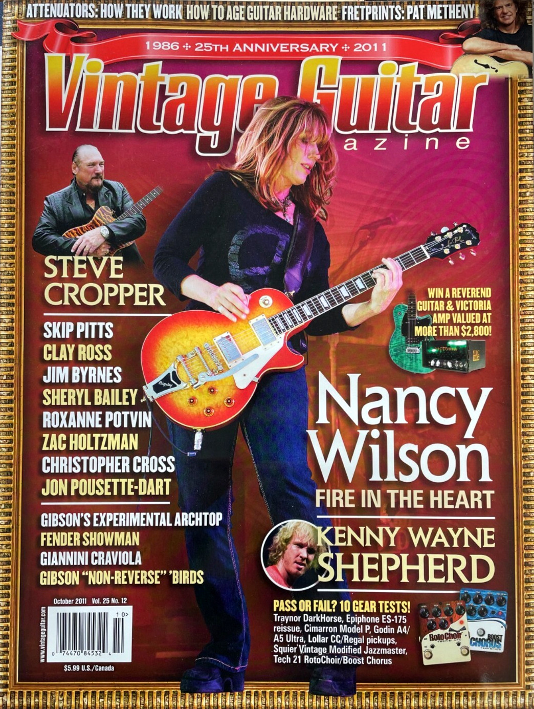 Vintage Guitar Magazine October 2011 Nancy Wilson Heart Steve Cropper PatMetheny