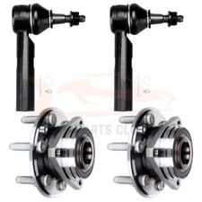 New 4pc Kit: 2 Front Wheel Hub and Bearing Assembly + 2 Front Outer Tie Rod Ends