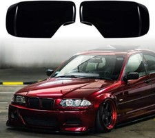 2x Gloss Black Side Mirror Cover Replacement Caps Fits 98-05 E46 323i 325i 525i