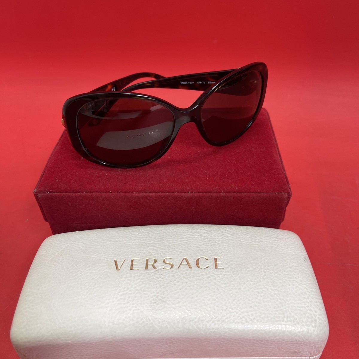 Versace MOD 4221 108/73 Oval Havana Brown Medusa Gold Sunglasses
