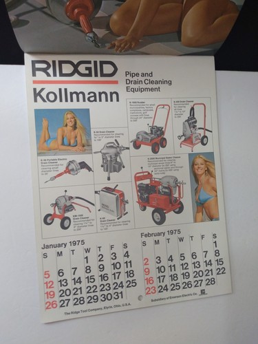 Vintage Ridgid Tools 1975-1976 2 Jahre Kalender Pin-up Bikini Mädchen 11" x 14" - Bild 5 von 15