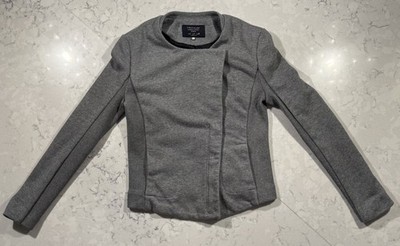 Zara Jacket Womens Medium Gray Full Zip Outerwear Moto Blazer Casual Comfort