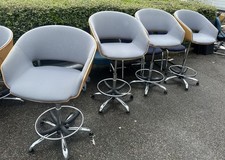 Set of 5, Modern Bar Stools Padded Upholstered, Breakfast Bar Seating