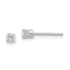 14k White Gold 3mm Round Cubic Zirconia Stud Earrings L-4 mm, W-4 mm