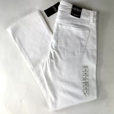NWT LAUREN RALPH LAUREN Women s Premier Straight Curvy White Jeans Size 4 /30 