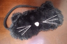 1 Pc Durable Cat Eye Mask for Travel Black with embroidered nose and whiskers.