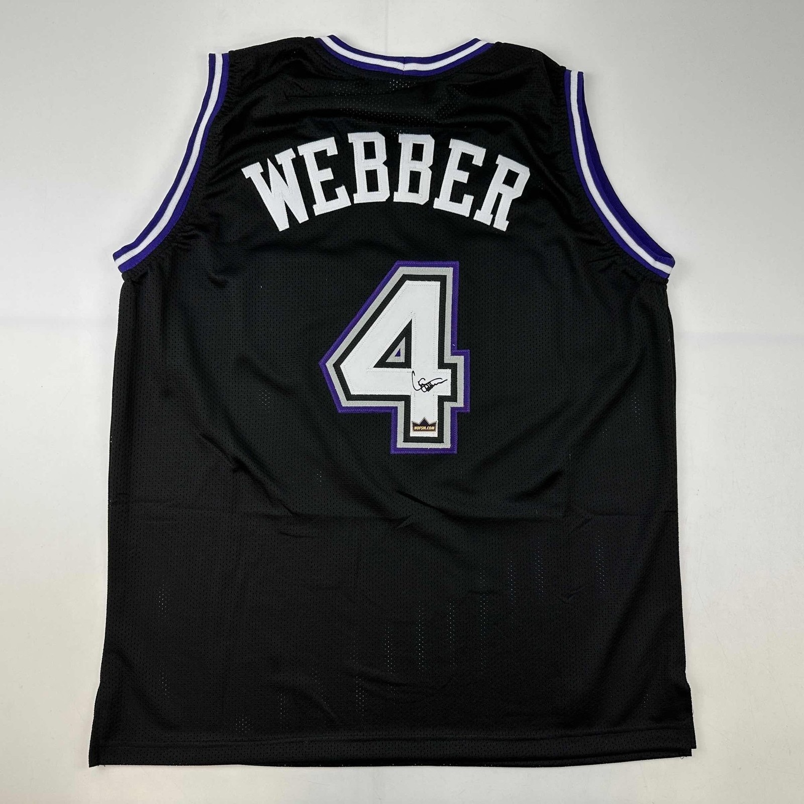 Facsimile Autographed Chris Webber Sacramento Black Jersey Size Men's XL