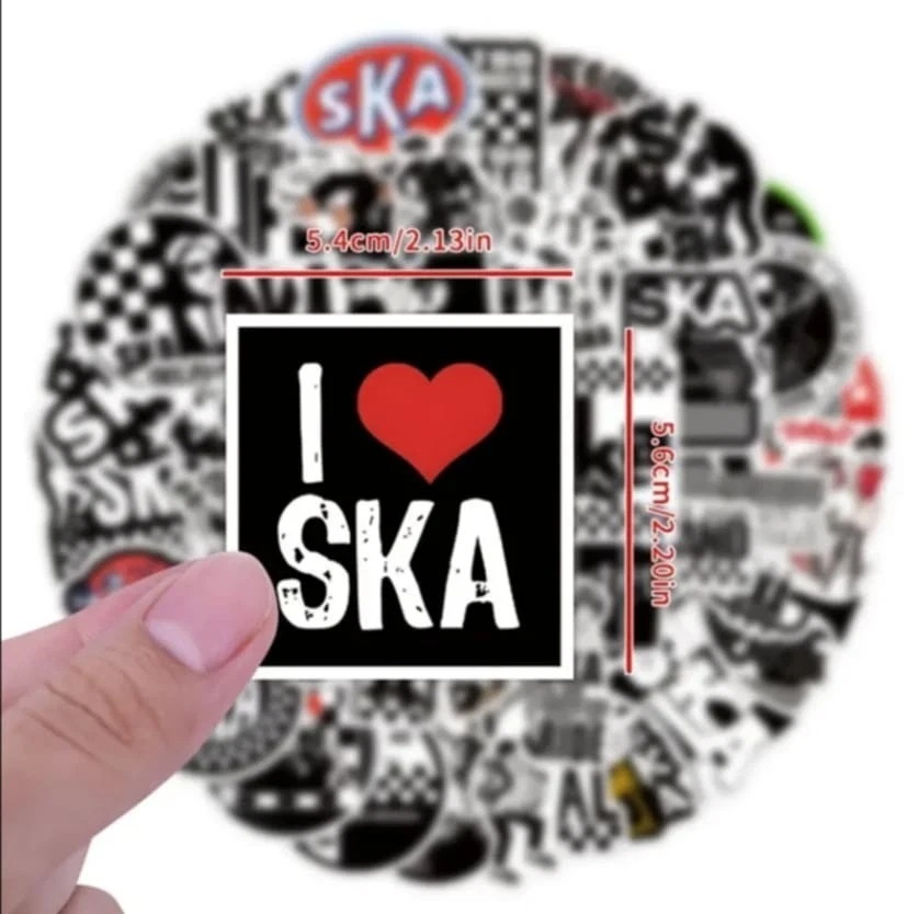 50x Pegatinas Ska | Calcomanías de música Mod Punk 2 tonos para monopatines y computadoras portátiles Foto 3 de 4