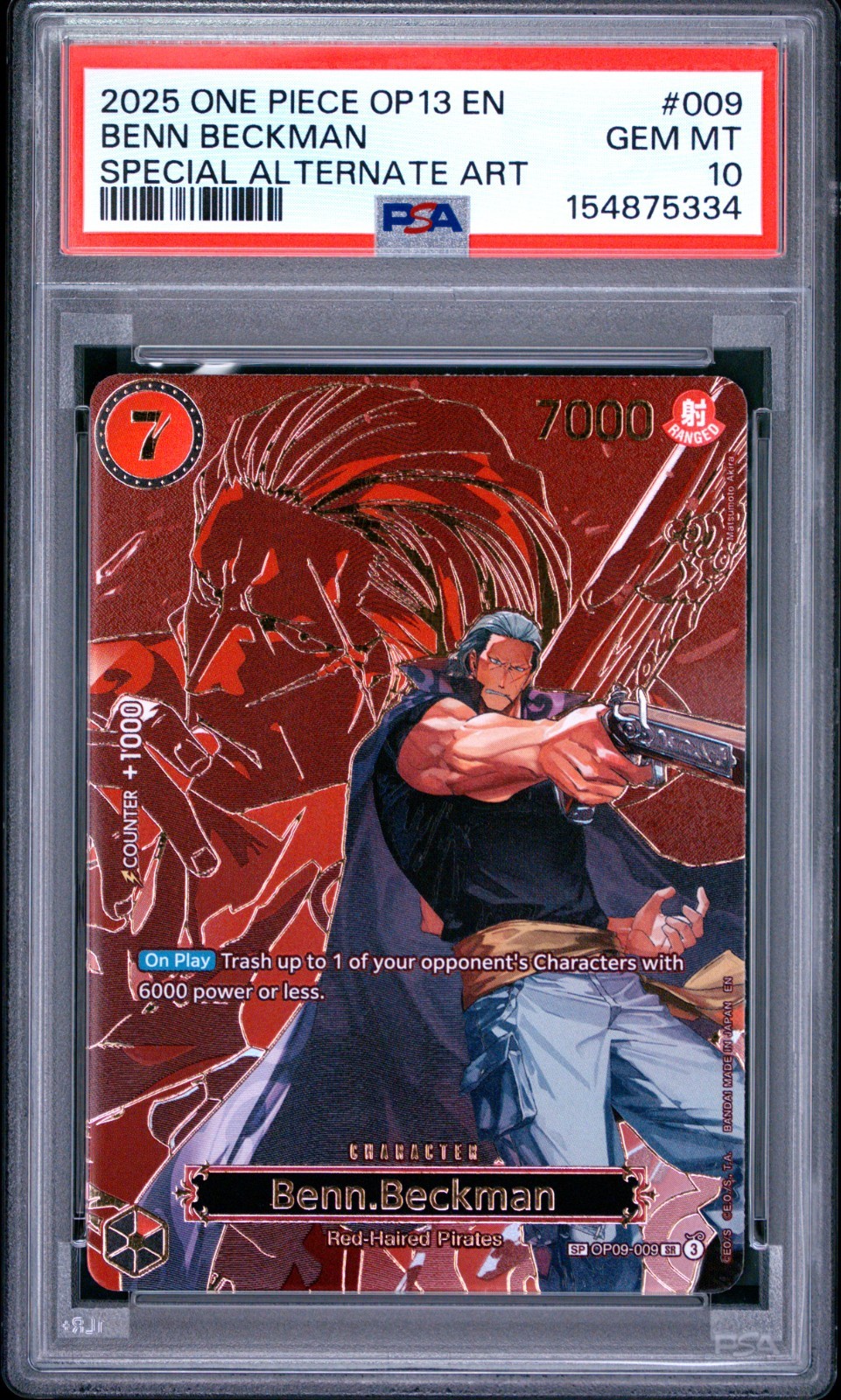 2025 One Piece OP13 EN Benn Beckman Special Alternate Art #009 PSA 10 GEM MINT