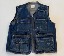 Damen Zara Ärmellose Jeans Weste Gr. M Blau 2553/240/400