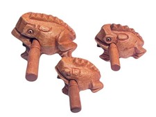 Wooden Frog Musical Instrument Set - 3 Sizes, Home Decor, Brown
