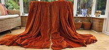 ORANGE VINTAGE VELVET LINED CURTAINS 63" DROP BY 111" WIDTH
