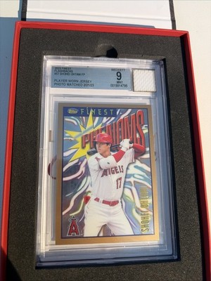 Shohei Ohtani 2023 Topps Finest Flashbacks Photo Match Jersey BGS 9 Angels