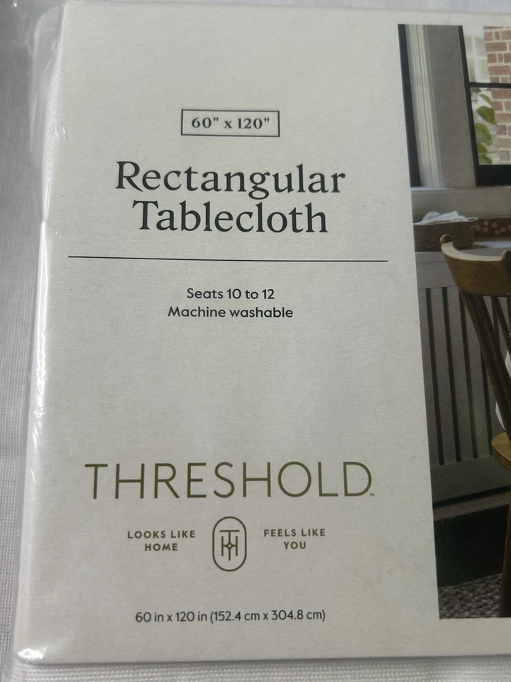 Threshold Rectangular Solid Tablecloth - Neutral W60” x L120” - Seats 10 to 12 - Image 2 of 4