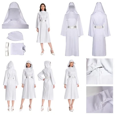 Star Wars Princess Leia Cosplay Costume Halloween party Leia White Dress+Belt