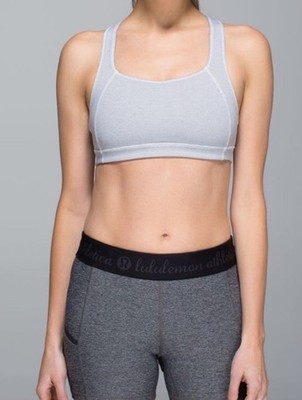 Lululemon Take 2 Wee Stripe Heathered Slate White Reversible Sport Bra Gray Sz 2