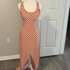 GUESS Pink Black Striped Sleeveless Scoop Neck Maxi Dress Size XS