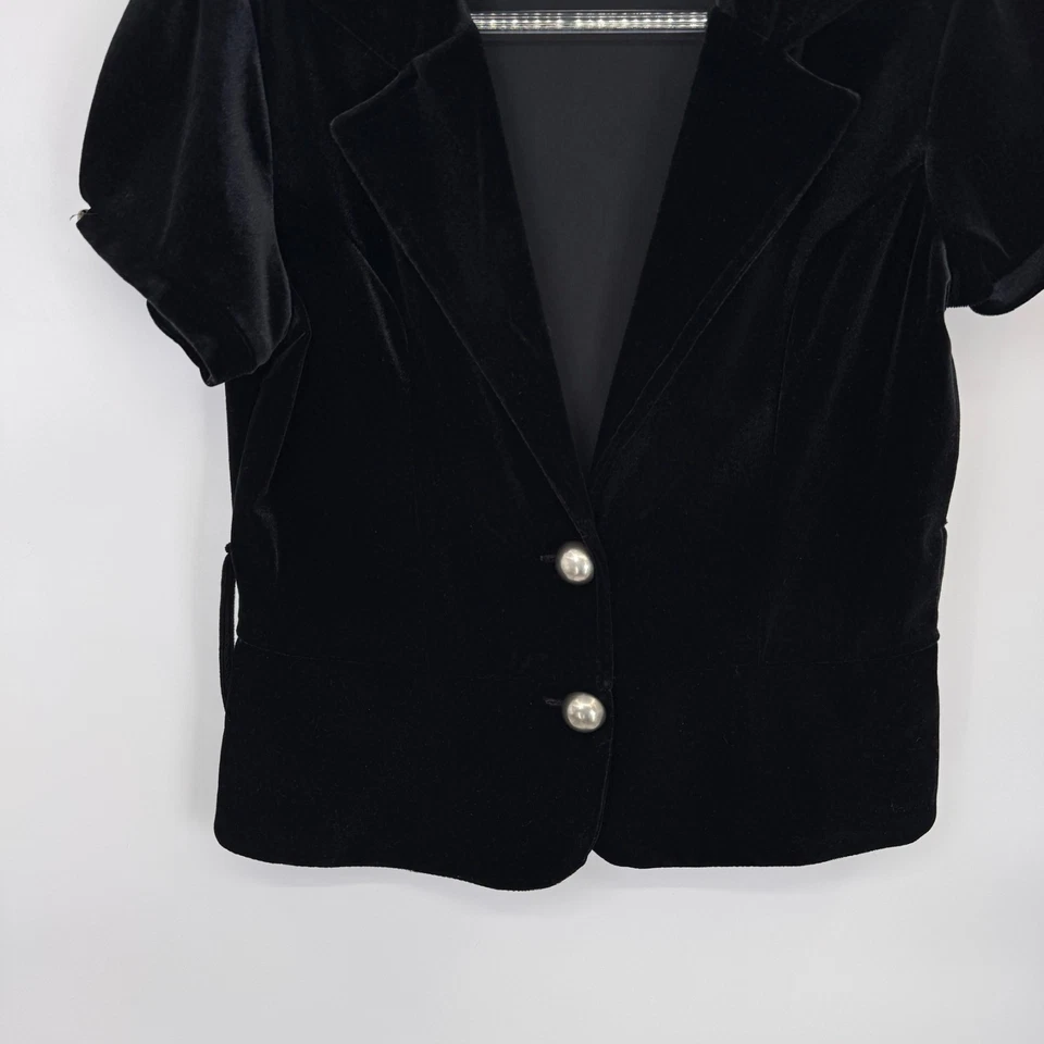 Vintage Y2K NikiBiki Velvet Jacket Juniors Large Black Whimsigoth Silver Buttons - Image 3 of 4
