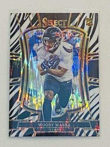 2025 Panini Select -  Premier Level Zebra Prizm Shock #135 Woody Marks (RC) SP