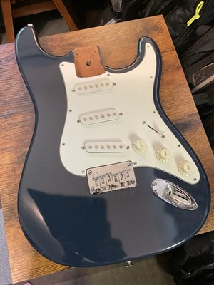 Vtg Squier Bullet Body Loaded Thin Hardtail 2002 Stratocaster Baltic Blue *Nice*